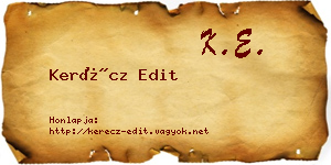 Kerécz Edit névjegykártya